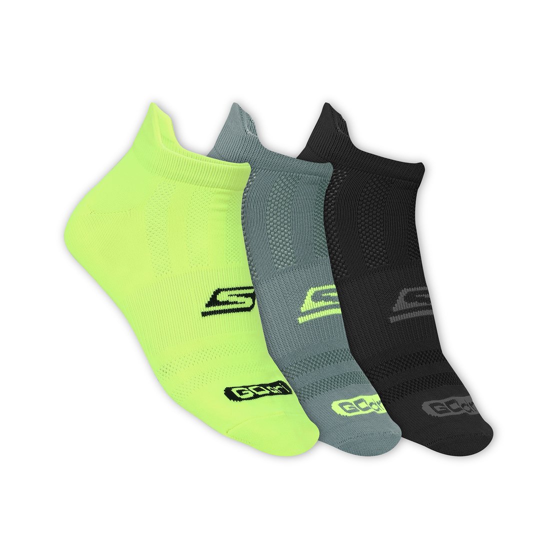 3 Pack of MENS NON TERRY LOW CUT, BLACK/CHARCOAL/LIME Accessories Lateral View