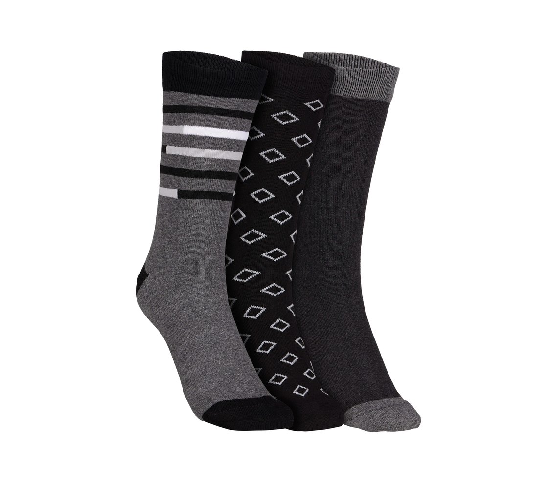 3 Pack of MENS NON TERRY CREW, GGREY/BLACK