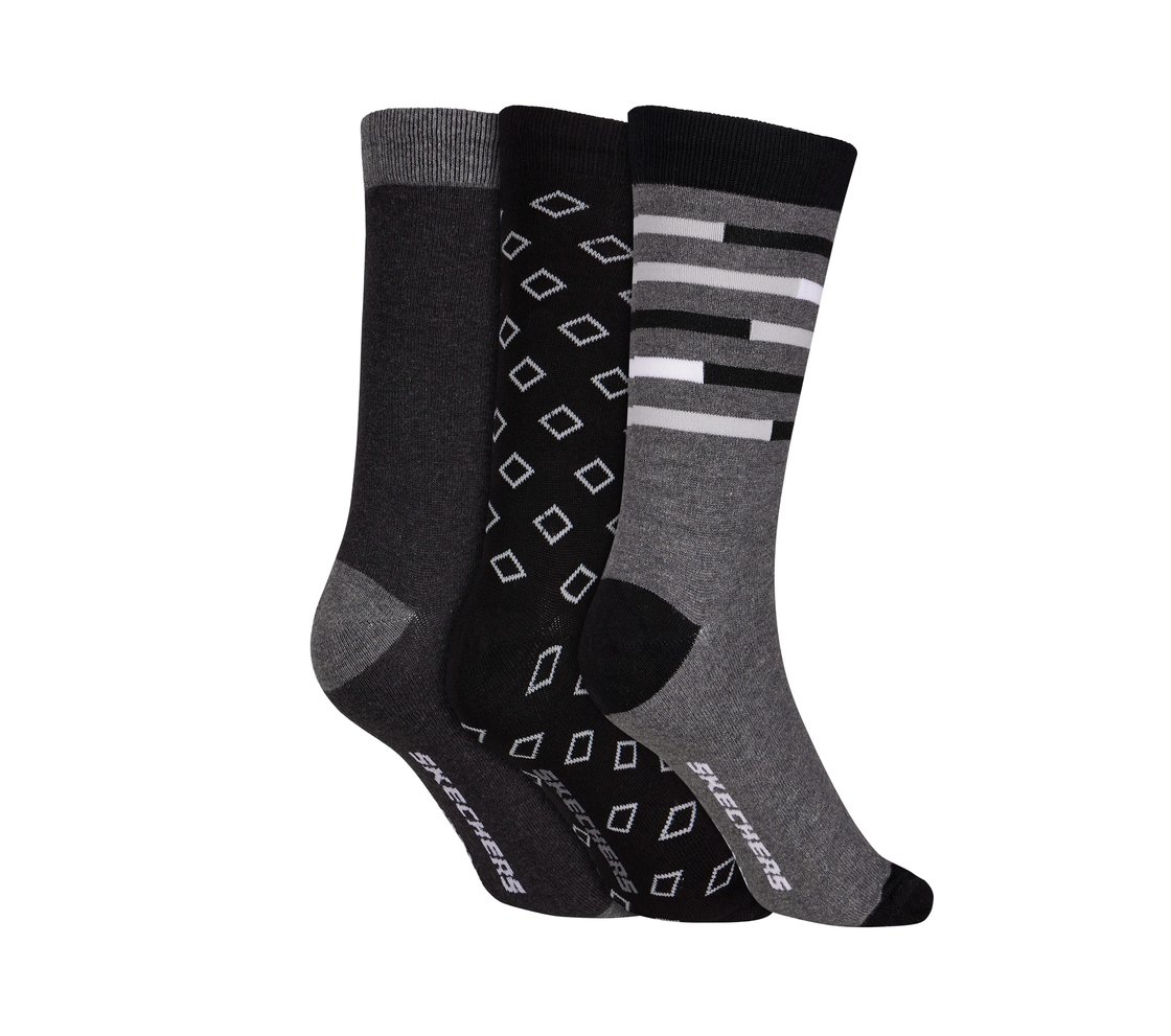 3 Pack of MENS NON TERRY CREW, GGREY/BLACK