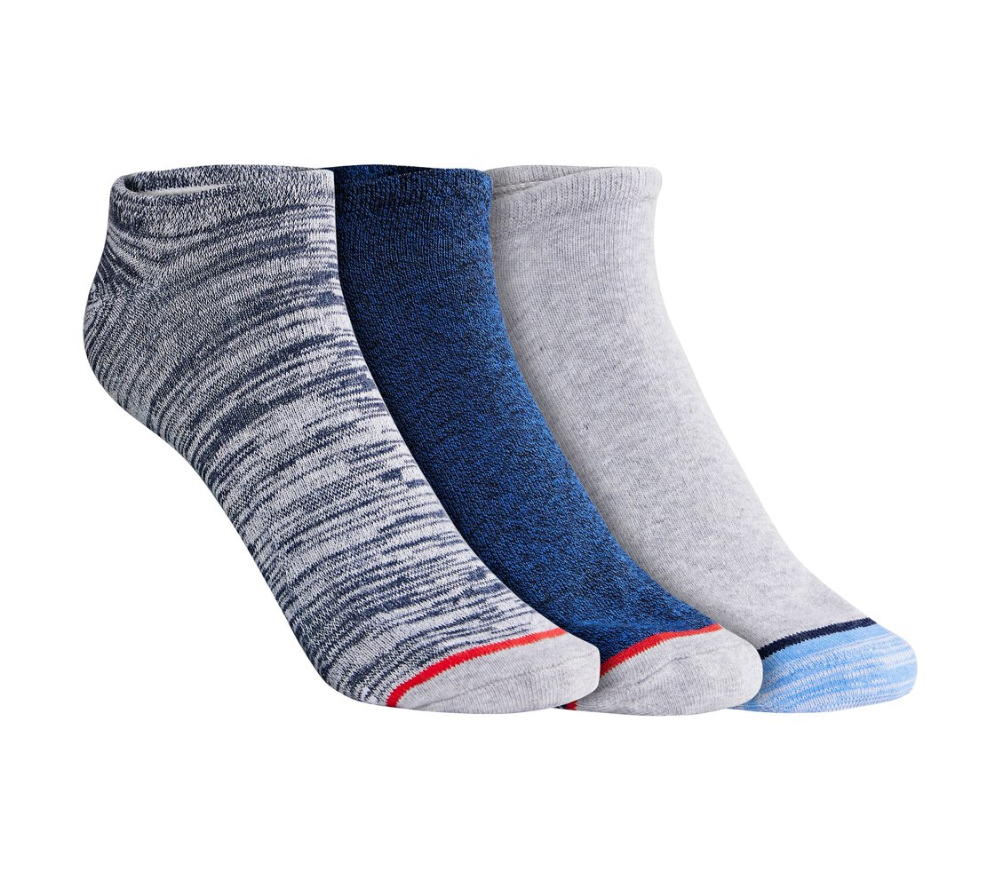 3 Pack of MENS FLAT KNIT NO SHOW, BLUE/GREY Accessories Lateral View