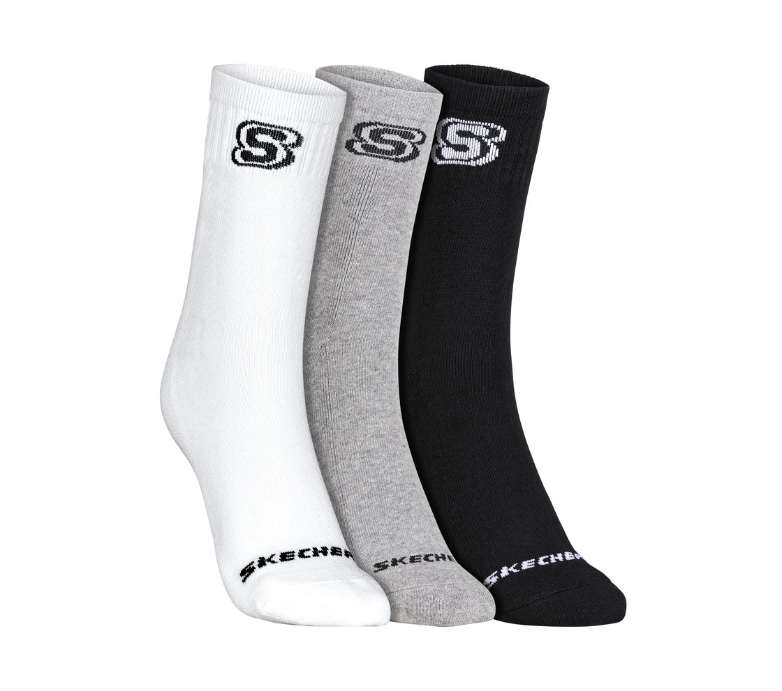 3 Pack of MENS 1/2 TERRY CREW, WHITE/BLACK/GREY