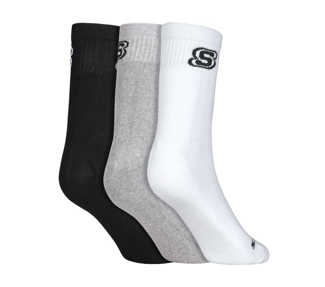 3 Pack of MENS 1/2 TERRY CREW, WHITE/BLACK/GREY