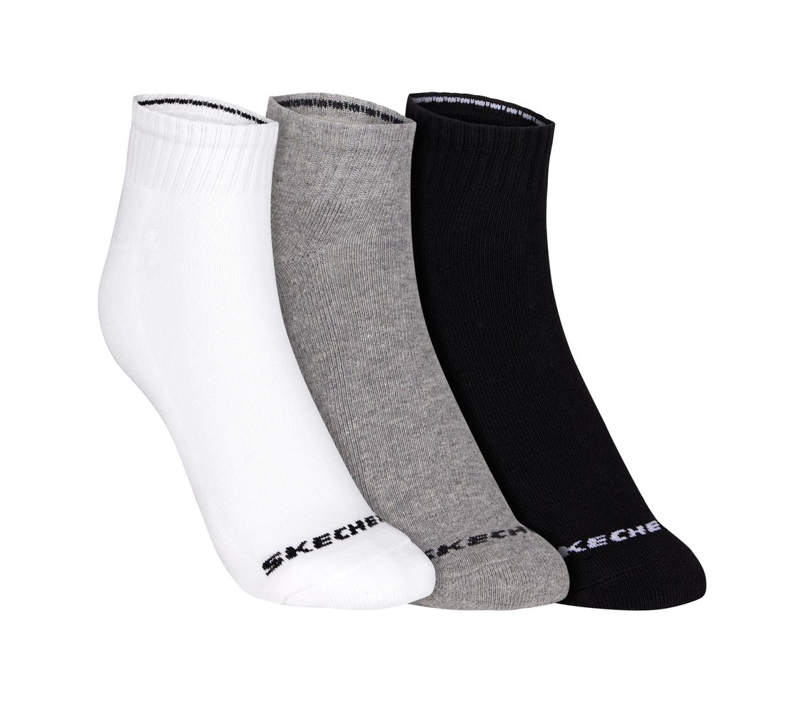 3 Pack of MENS 1/2 TERRY ANKLE, WHITE/BLACK/GREY Accessories Lateral View