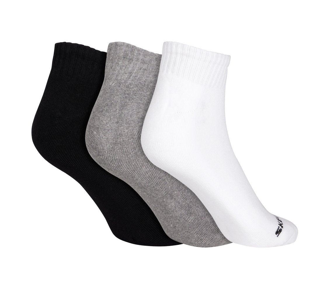 3 Pack of MENS 1/2 TERRY ANKLE, WHITE/BLACK/GREY Accessories Top View