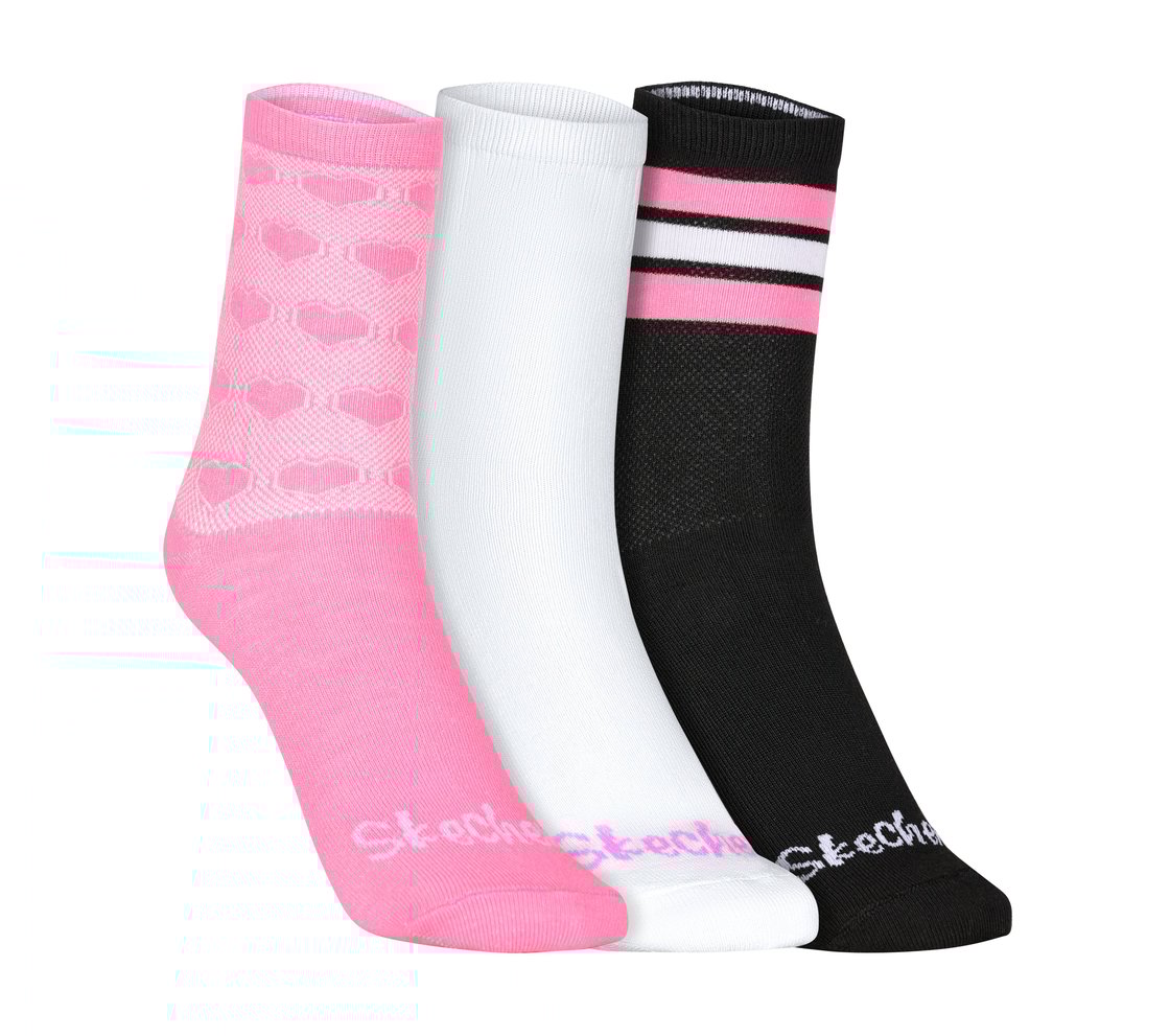 3 Pack of GIRLS NON TERRY CREW, PINK/BLACK Accessories Lateral View