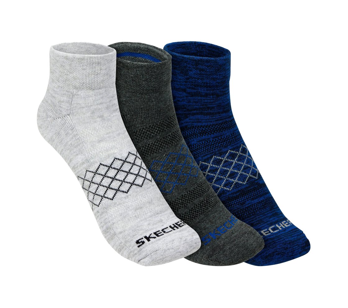 3 Pack of MENS 1/2 TERRY QTR CREW, BLUE/GREY Accessories Lateral View