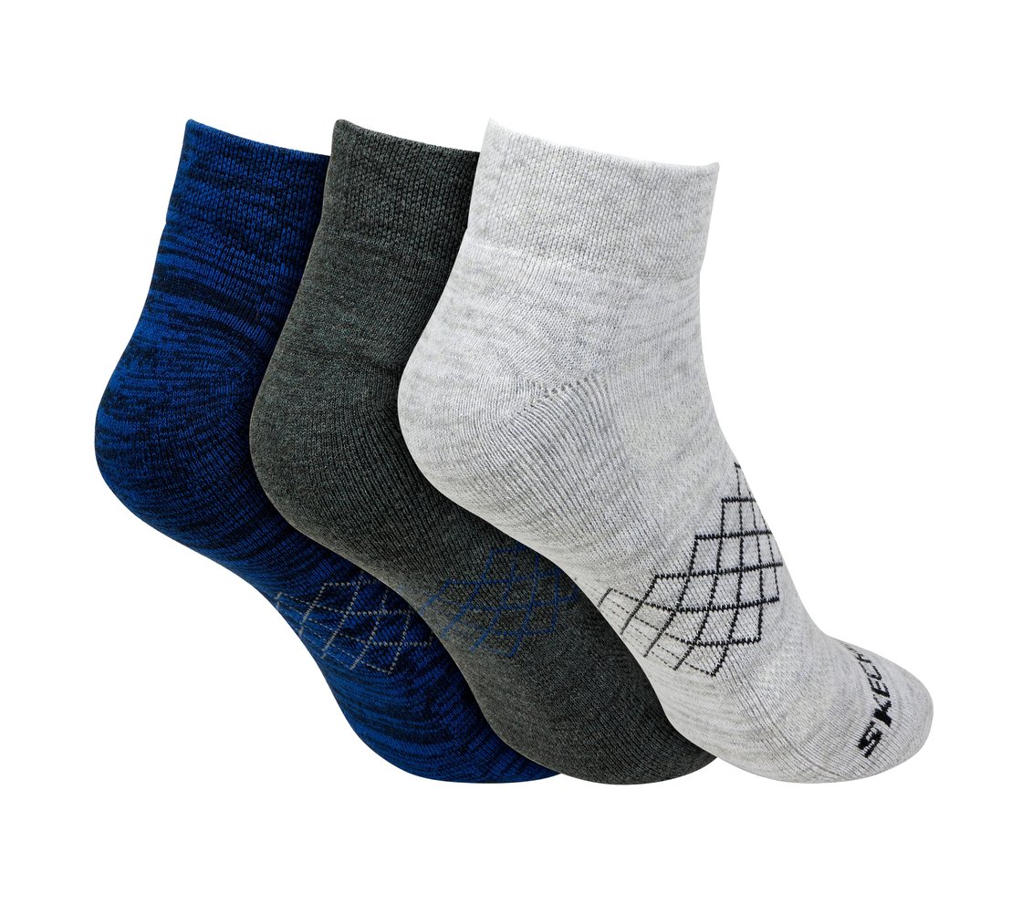 3 Pack of MENS 1/2 TERRY QTR CREW, BLUE/GREY Accessories Top View