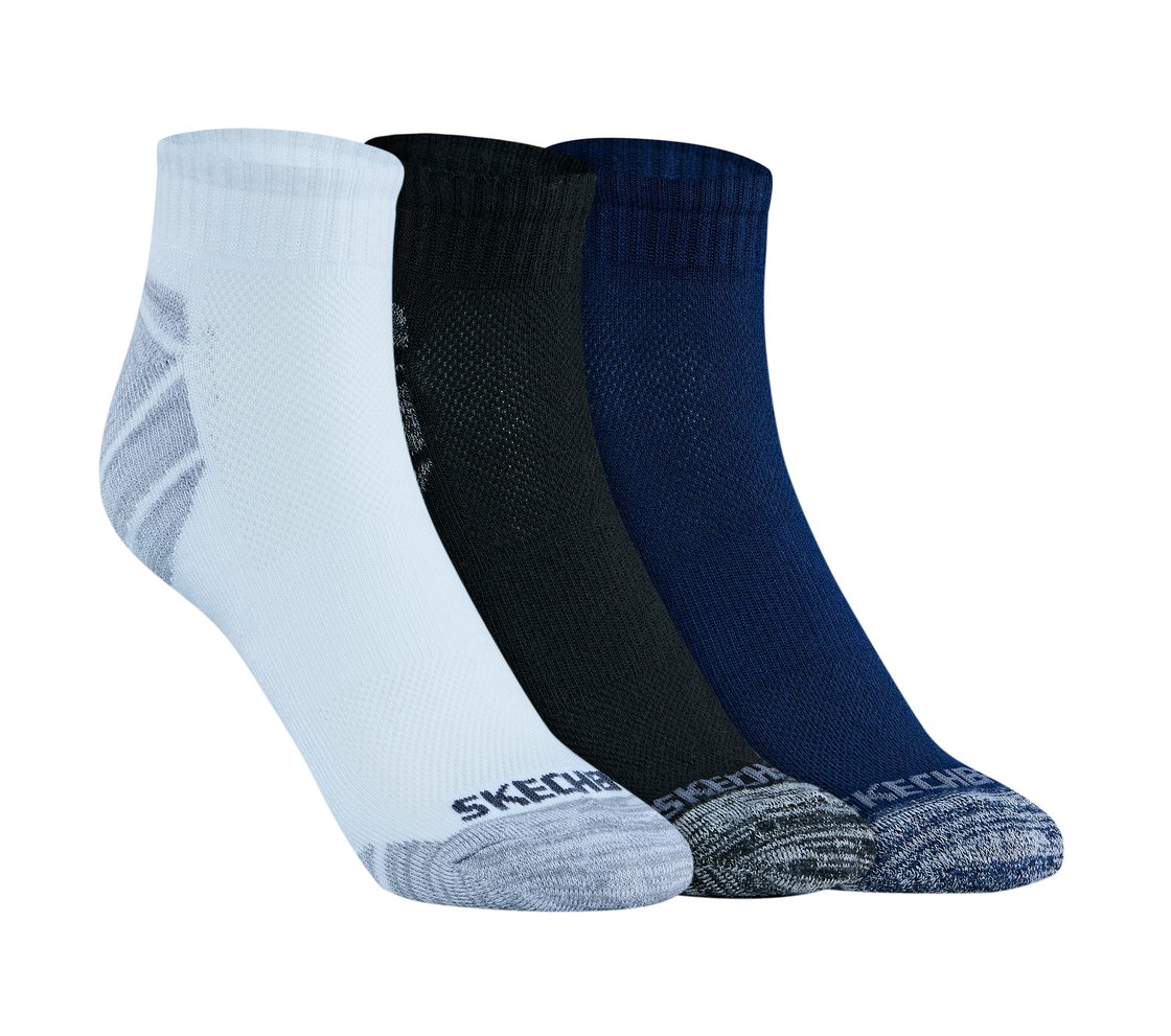 3 Pack of MENS 1/2 TERRY QTR CREW, WHITE/BLACK/BLUE Accessories Lateral View