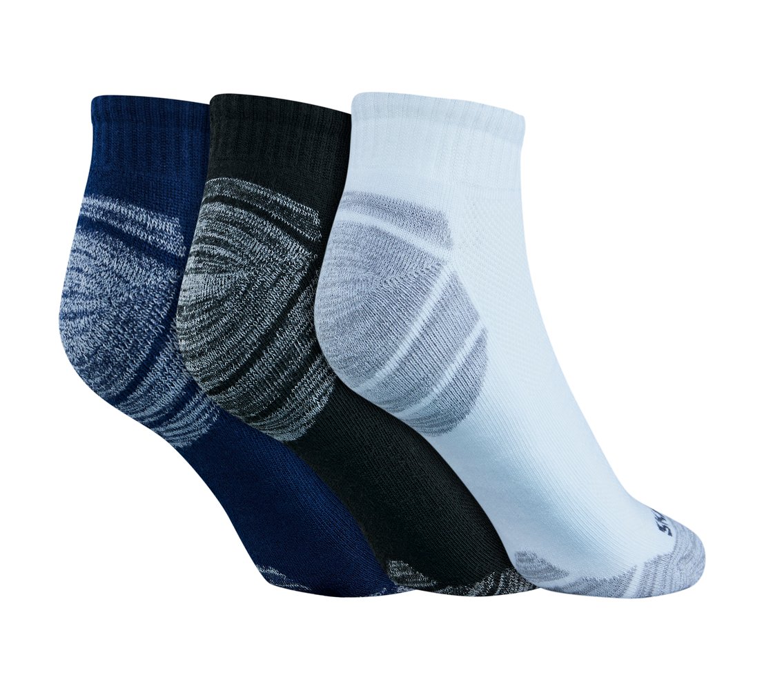 3 Pack of MENS 1/2 TERRY QTR CREW, WHITE/BLACK/BLUE Accessories Top View
