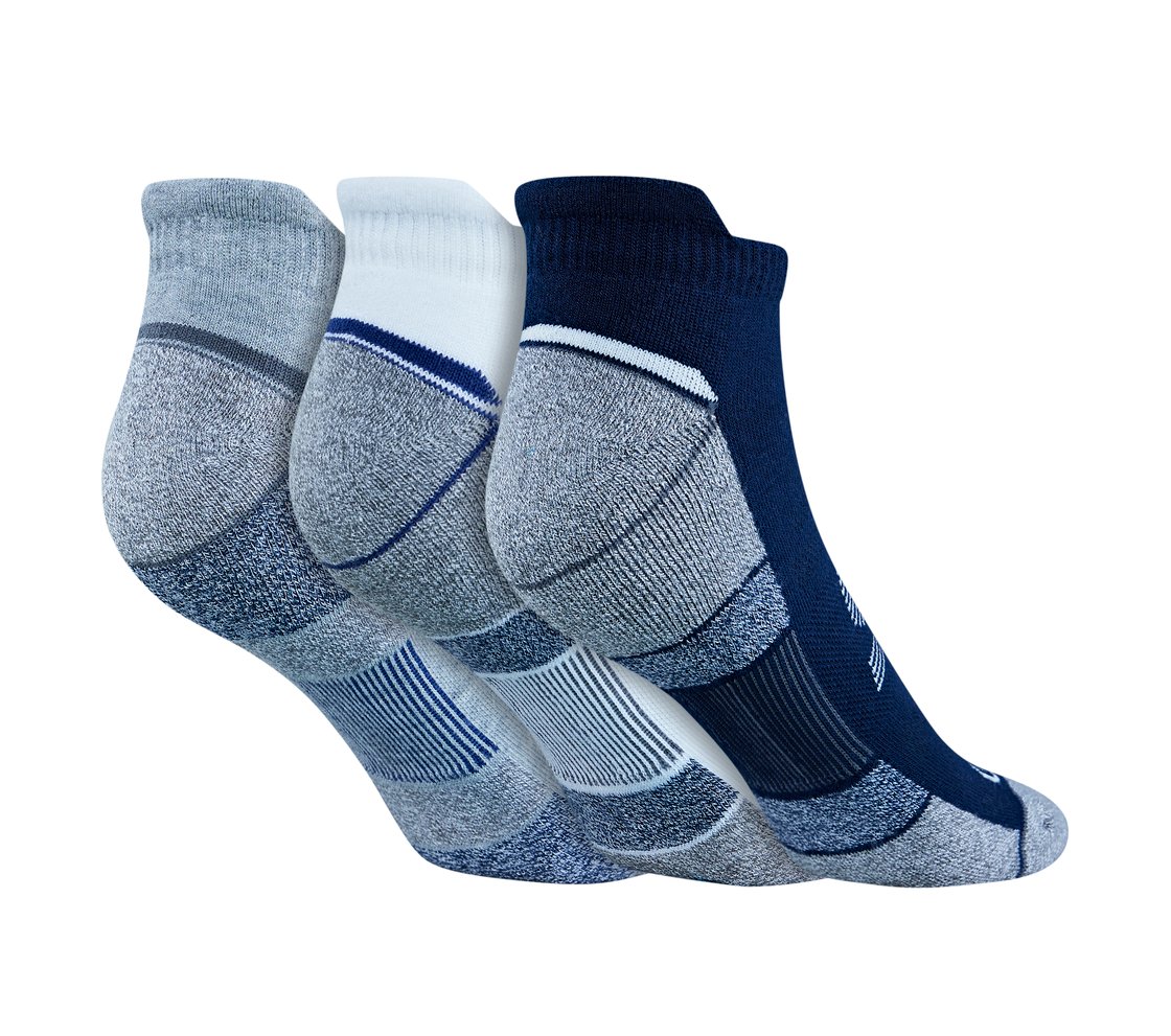 3 Pack of MENS 1/2 TERRY LOW CUT, WHITE/NAVY/GREY Accessories Top View