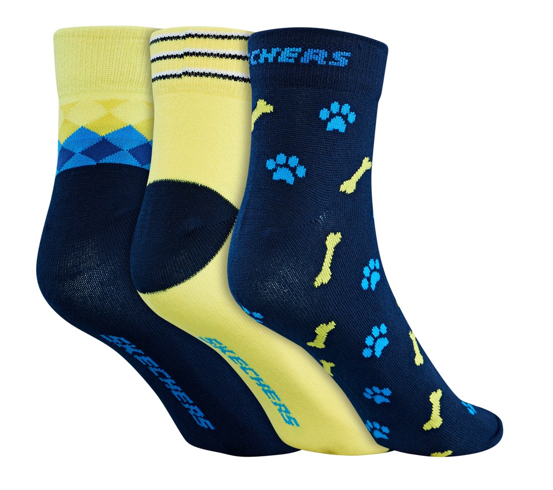 3 Pack of MEN NON TERRY LOWCUT, NAVY/YELLOW Accessories Top View