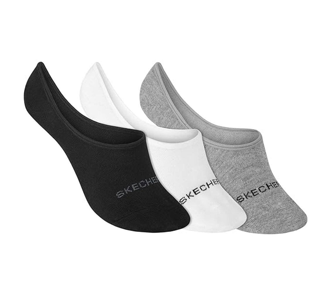 3 Pack MENS NON TERRY LINER SOCKS, WHITE/BLACK/GREY Accessories Lateral View