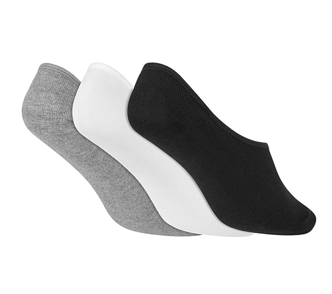 3 Pack MENS NON TERRY LINER SOCKS, WHITE/BLACK/GREY Accessories Top View