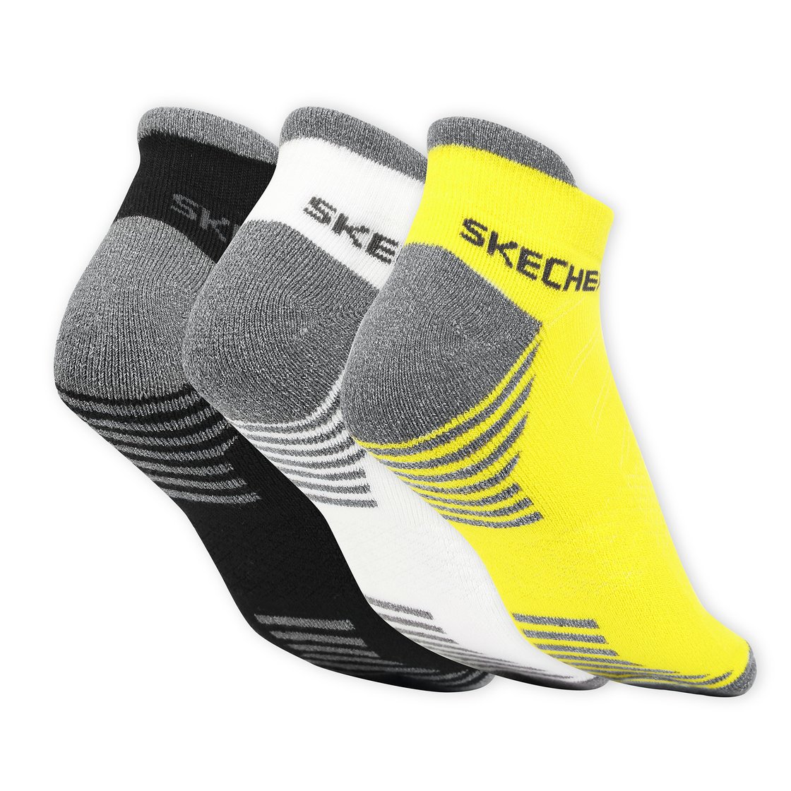 3 Pack MENS HALF TERRY LOW CUT SOCKS, BLACK/YELLOW