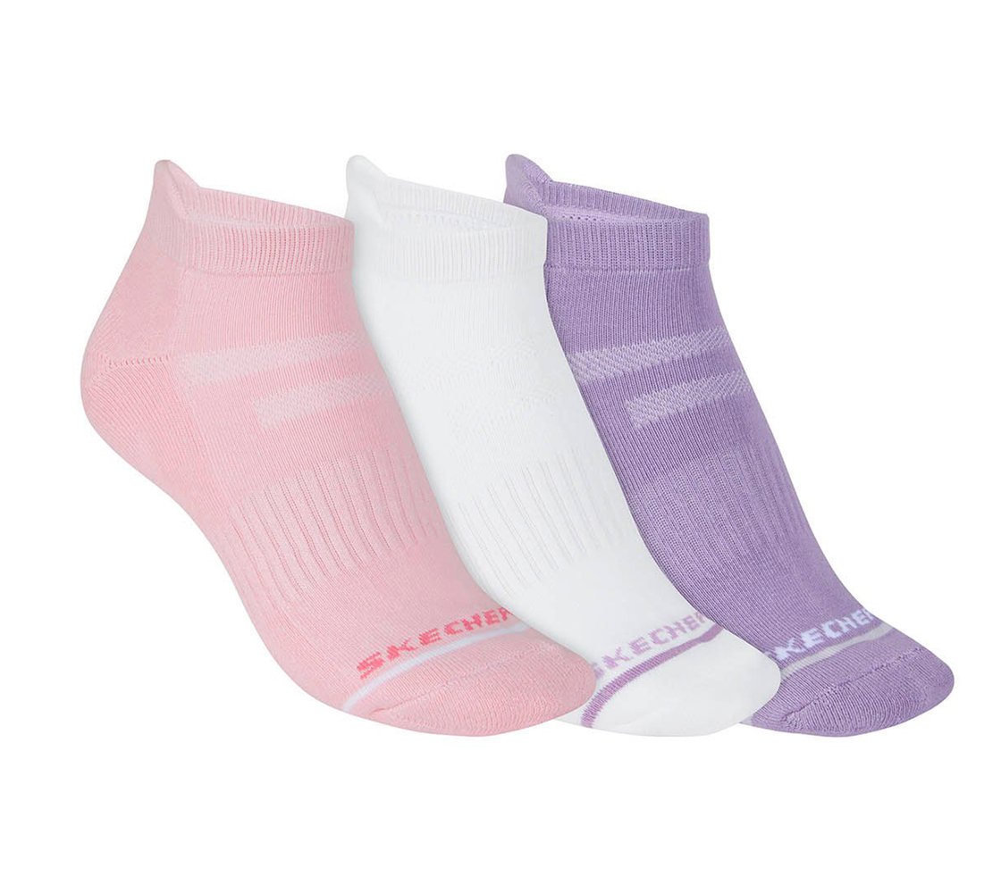 3 Pack WOMENS HALF TERRY ANKLE SOCKS, WHITE/PURPLE Accessories Lateral View