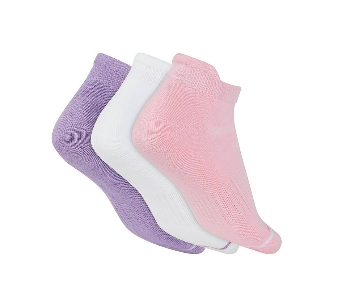 3 Pack WOMENS HALF TERRY ANKLE SOCKS, WHITE/PURPLE Accessories Top View