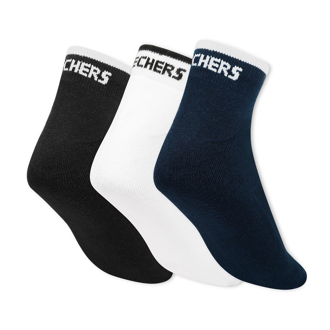 3 Pack of Mens Half Terry Ankle Socks, WHITE/BLACK/BLUE Accessories Top View