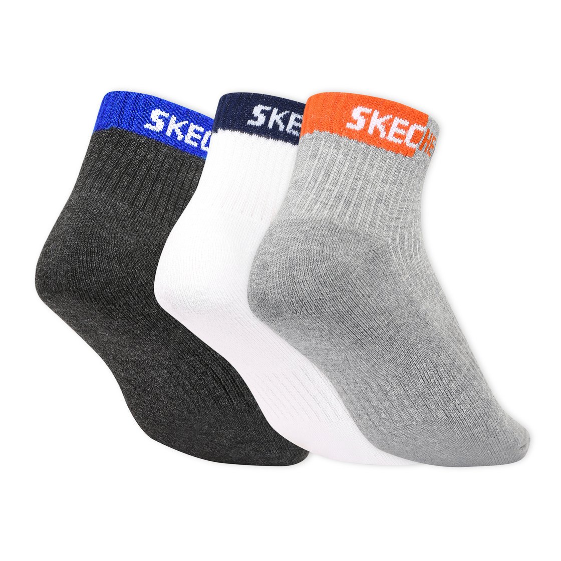 3 Pack of Mens Half Terry Ankle Socks, BLACK/WHITE/GRY Accessories Top View
