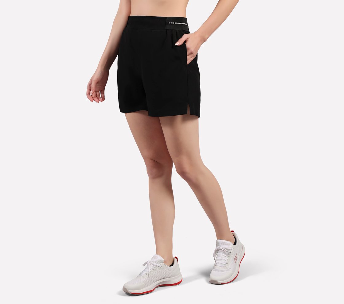 TOWEL LOOP WAISTBAND SHORTS, BLACK Apparel Top View
