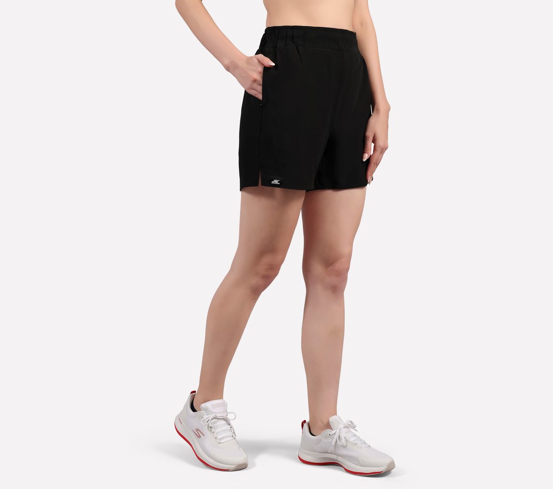 TOWEL LOOP WAISTBAND SHORTS, BLACK