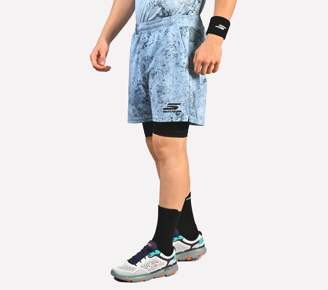AOP LAYERED SHORTS, CHARCOAL/LT. BLUE Apparel Top View