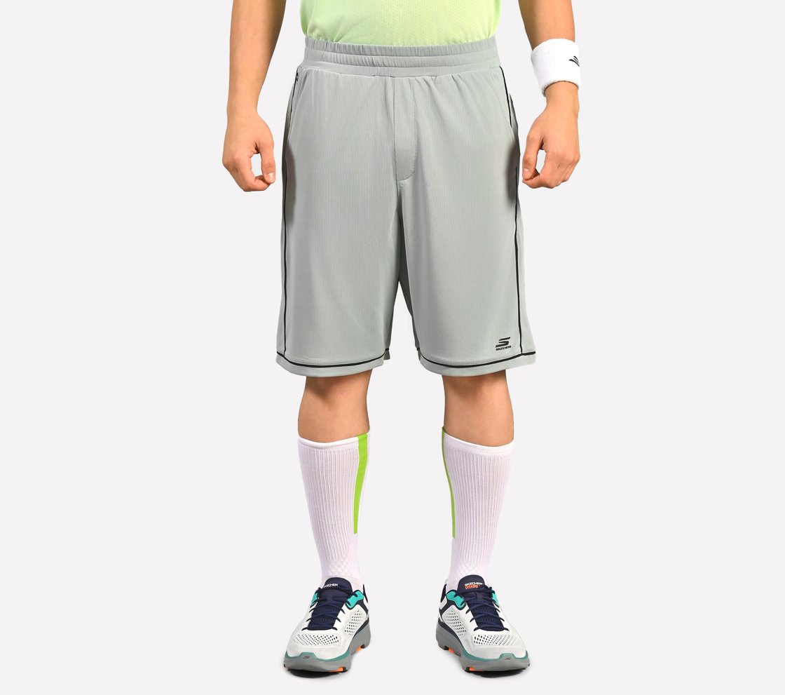 CONTRAST PIPING DETAIL SHORTS, CHARCOAL/LT. GRAY