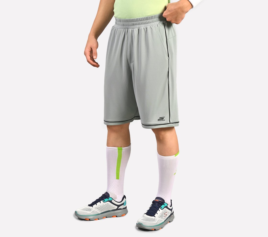 CONTRAST PIPING DETAIL SHORTS, CHARCOAL/LT. GRAY