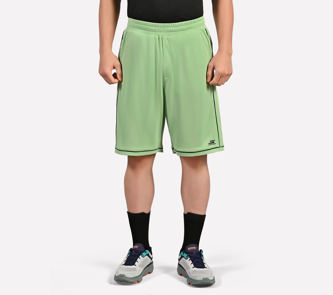 CONTRAST PIPING DETAIL SHORTS, LIGHT GREEN