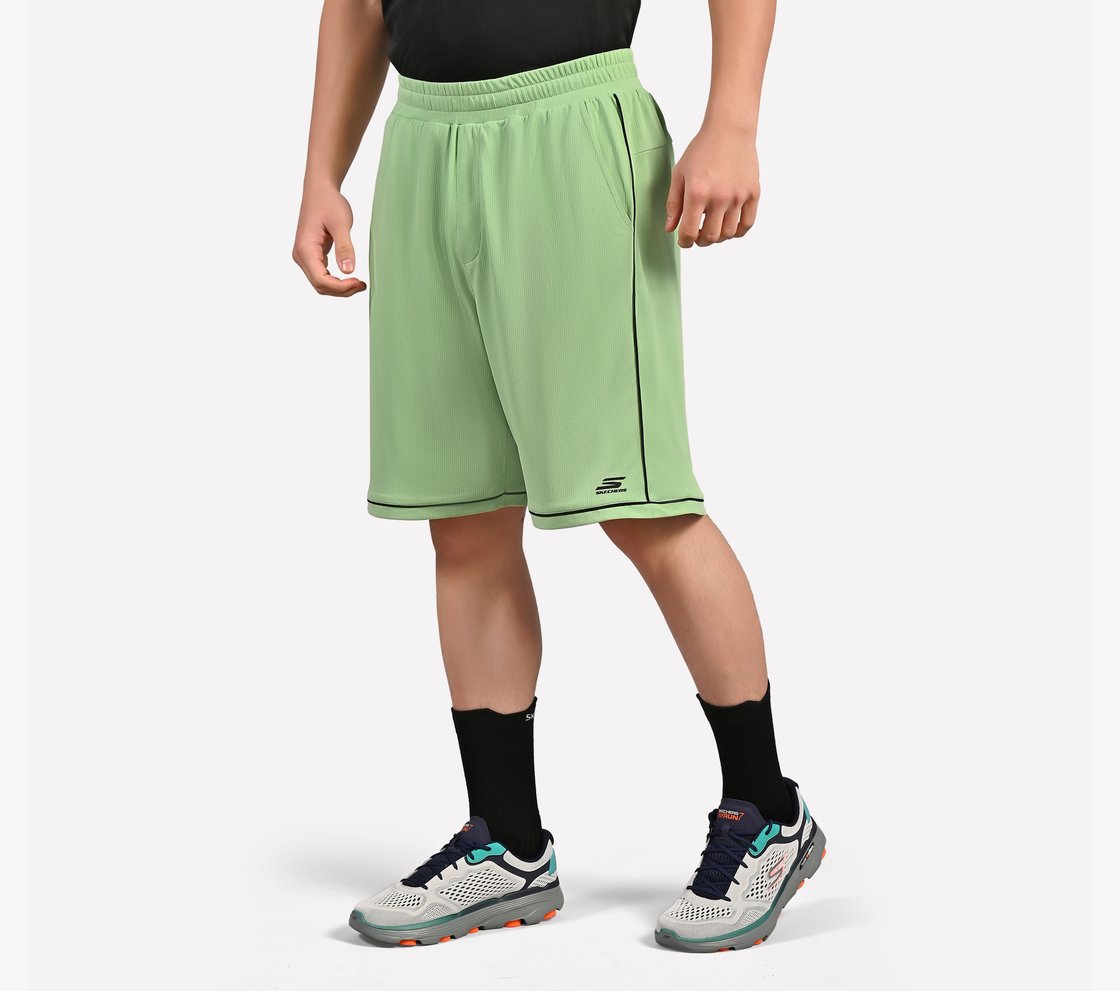 CONTRAST PIPING DETAIL SHORTS, LIGHT GREEN Apparel Top View