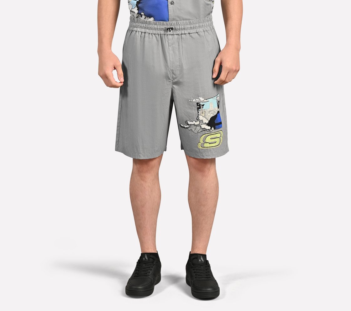 MENS ANIME STREET SHORTS, STONE/NATURAL Apparel Lateral View