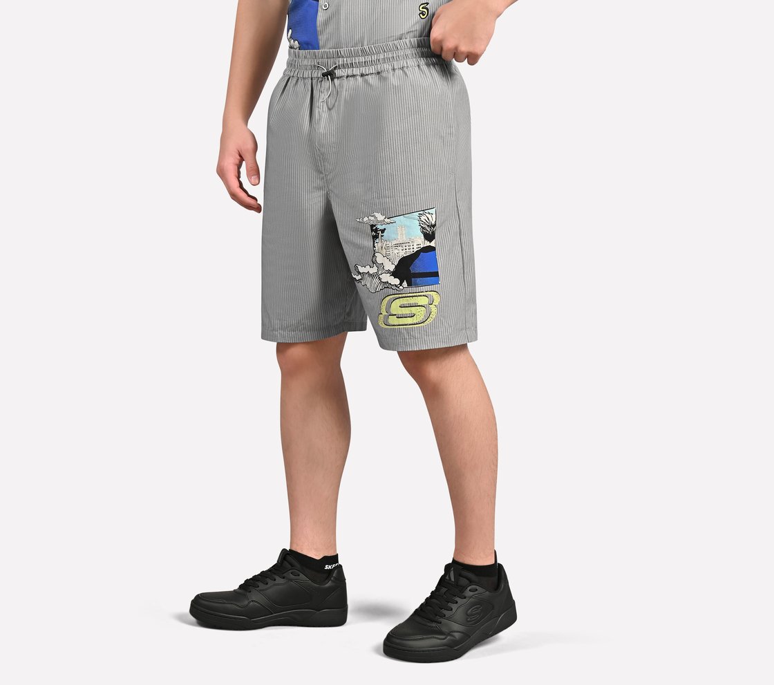 MENS ANIME STREET SHORTS, STONE/NATURAL Apparel Top View