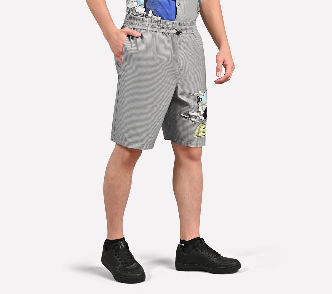 MENS ANIME STREET SHORTS, STONE/NATURAL Apparel Bottom View