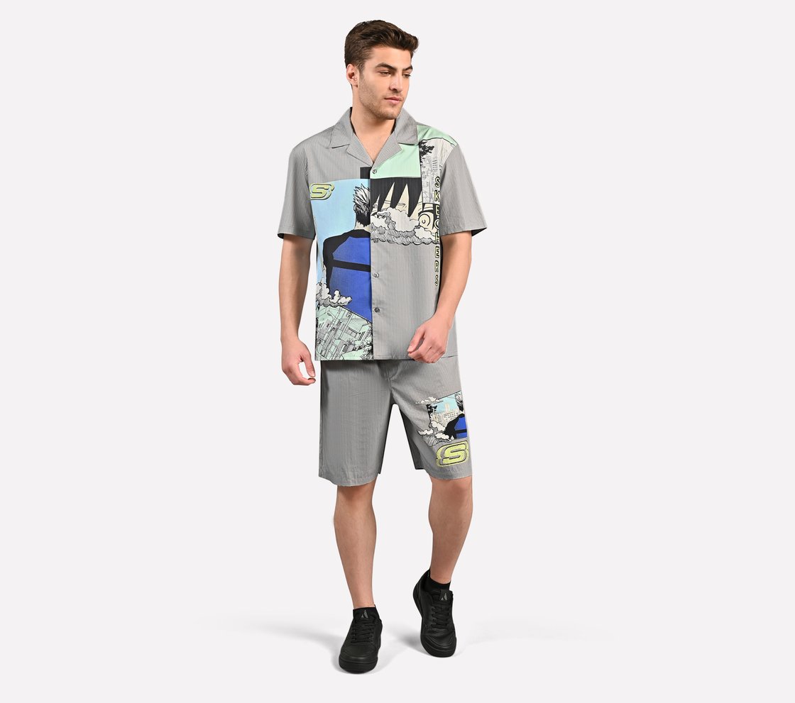 MENS ANIME STREET SHORTS, STONE/NATURAL