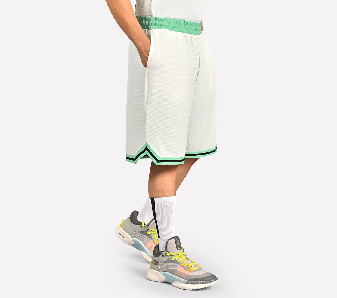 SKECHERS BASKETBALL MENS SHORTS, LIME/MULTI Apparel Bottom View