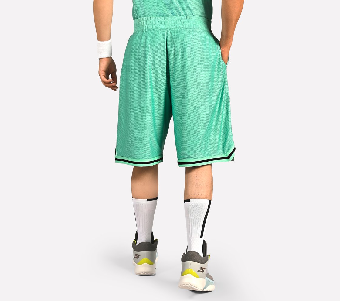 SKECHERS BASKETBALL MENS SHORTS, LIME/MULTI Apparel Left View