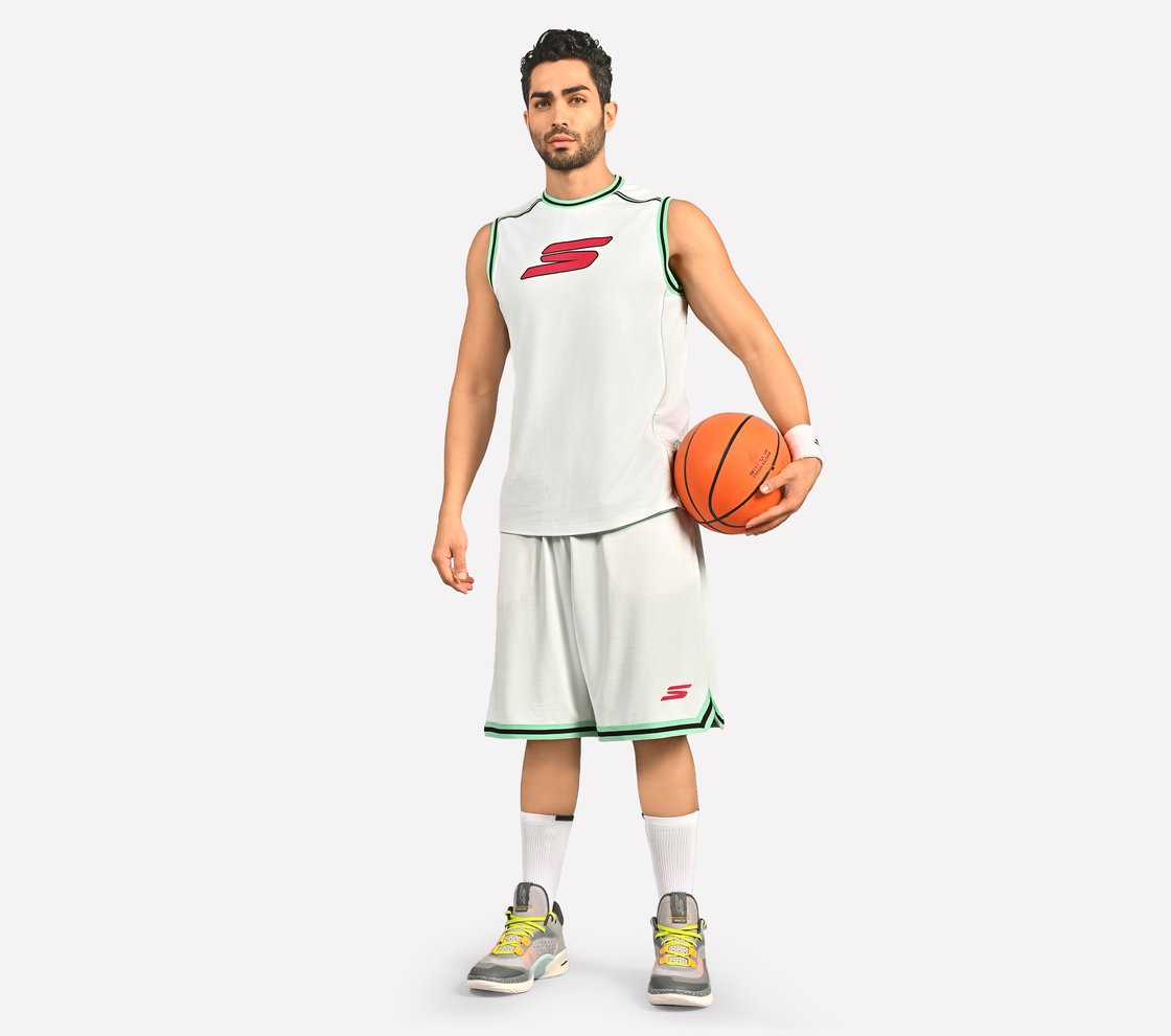 SKECHERS BASKETBALL MENS SHORTS, LIME/MULTI Apparel Right View
