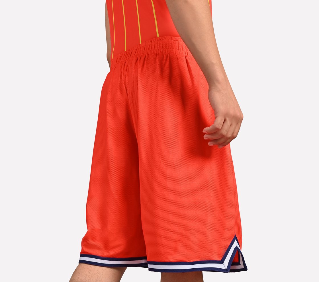 BASKETBALL PRINTED SHORTS, WHITE/BLACK/ORANGE