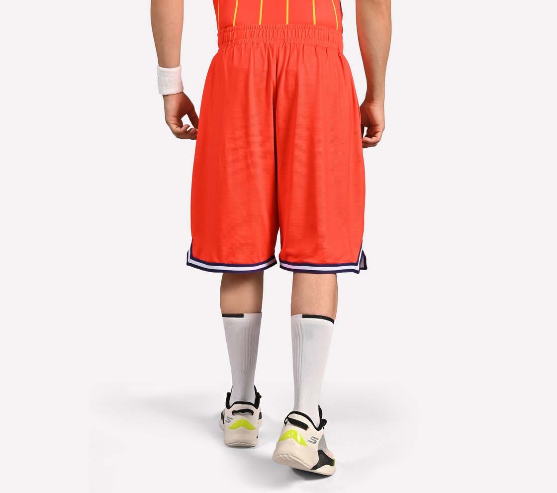 BASKETBALL PRINTED SHORTS, WHITE/BLACK/ORANGE