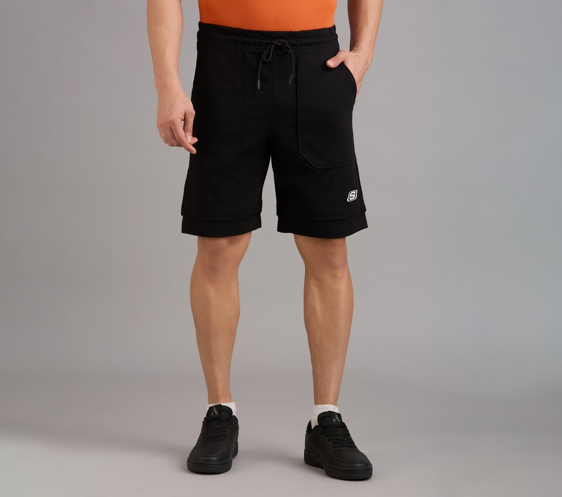 PATCH POCKET SHORTS, BLACK Apparel Lateral View
