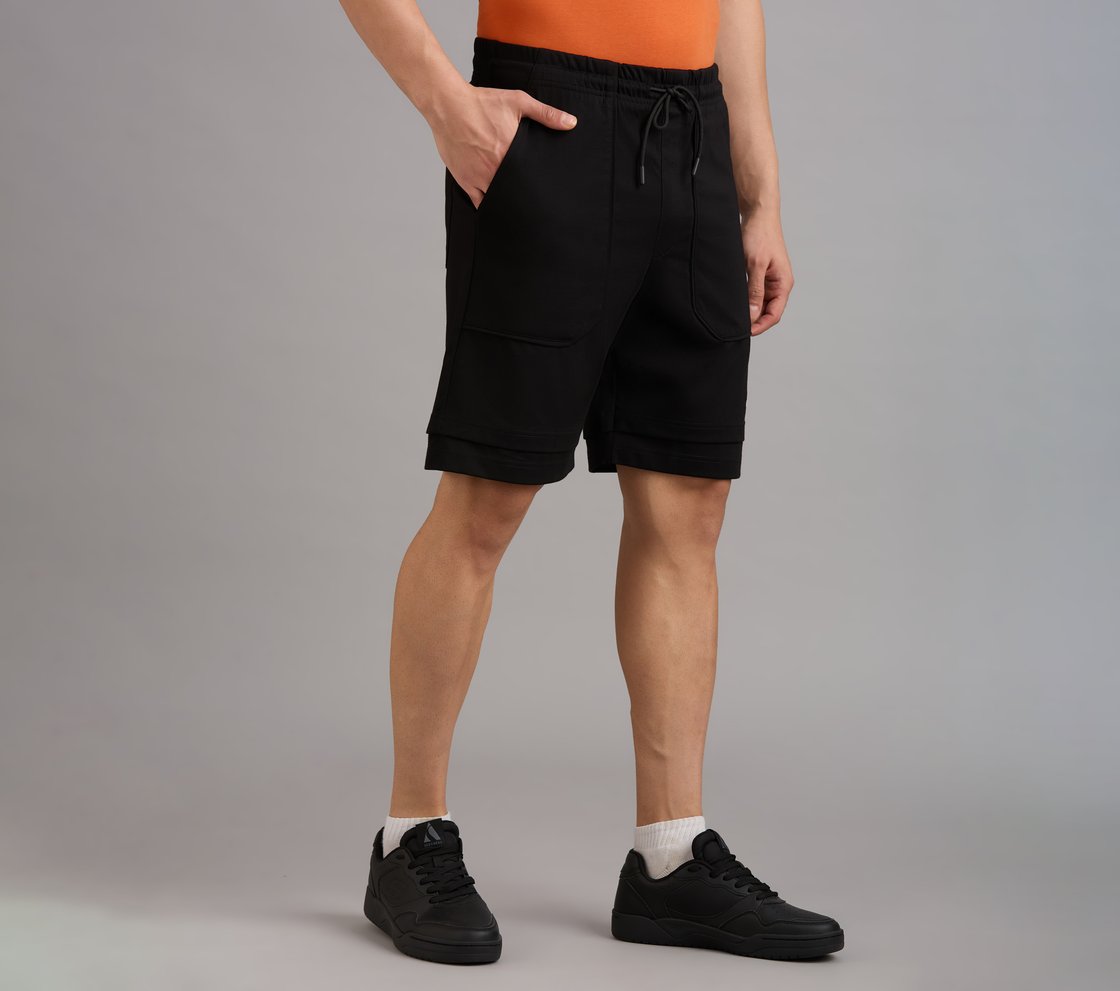 PATCH POCKET SHORTS, BLACK Apparel Bottom View