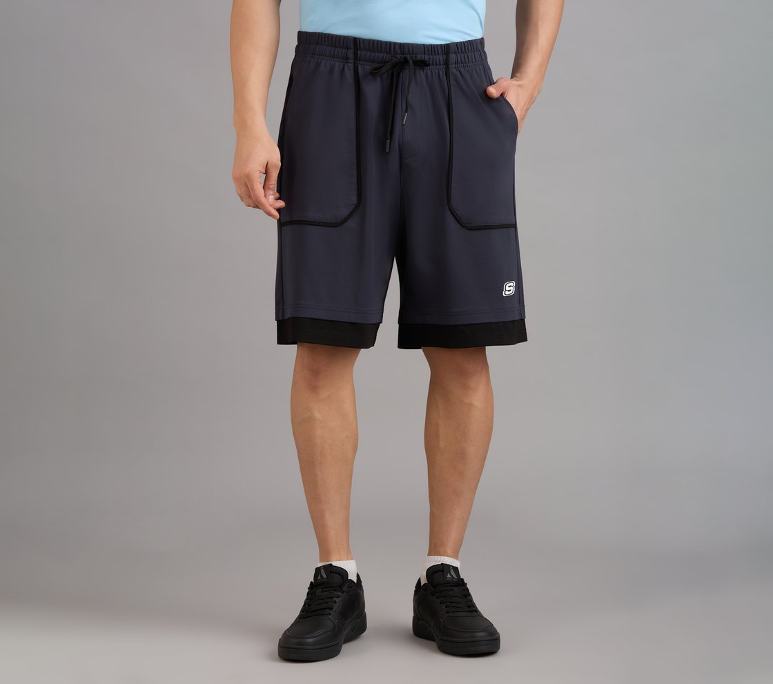 PATCH POCKET SHORTS, TAUPE/BLUE Apparel Lateral View
