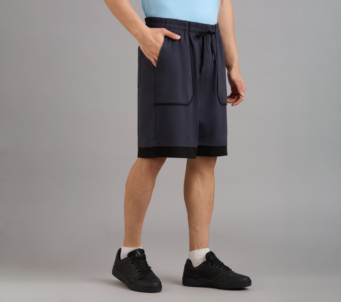PATCH POCKET SHORTS, TAUPE/BLUE Apparel Bottom View