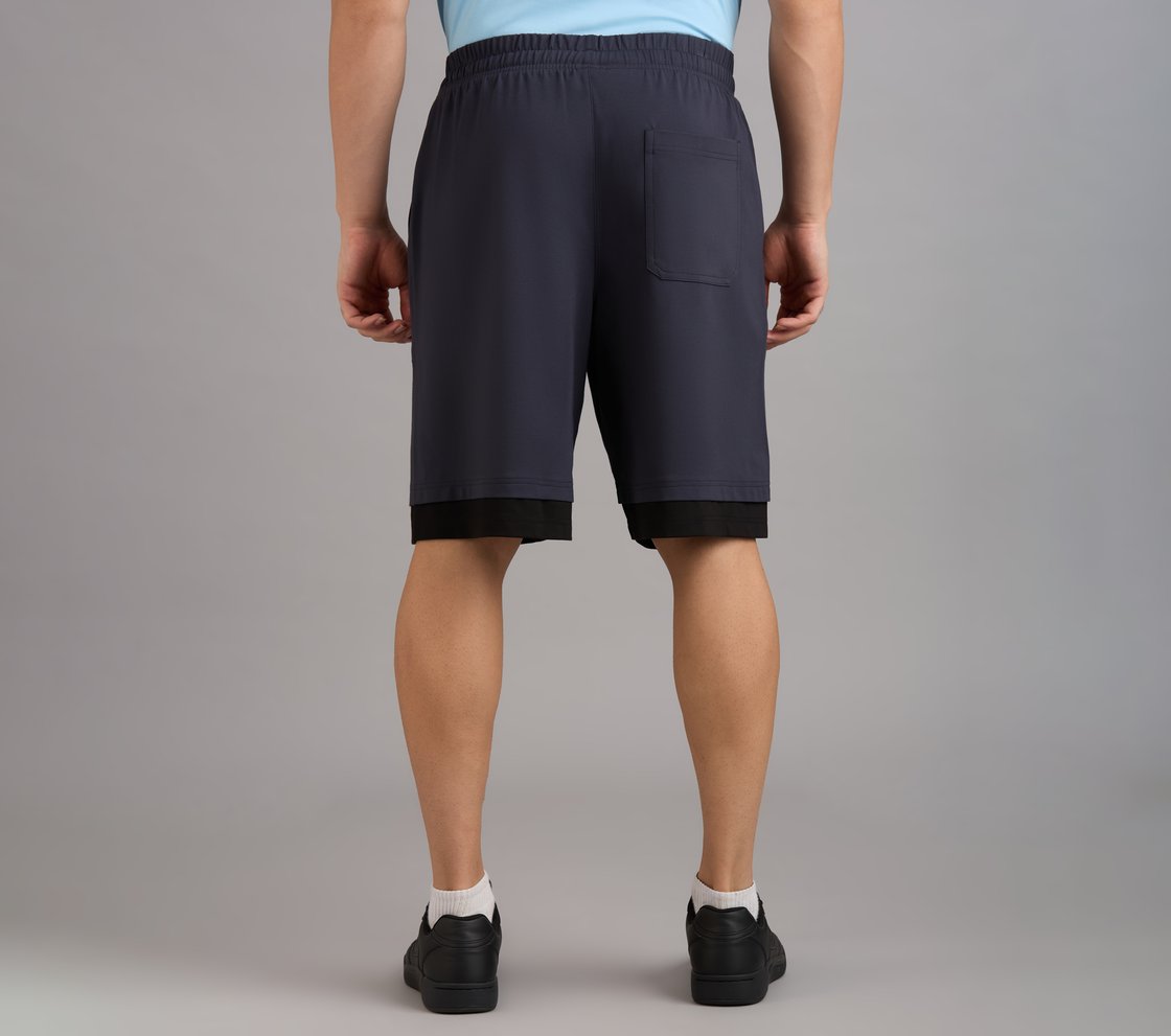 PATCH POCKET SHORTS, TAUPE/BLUE