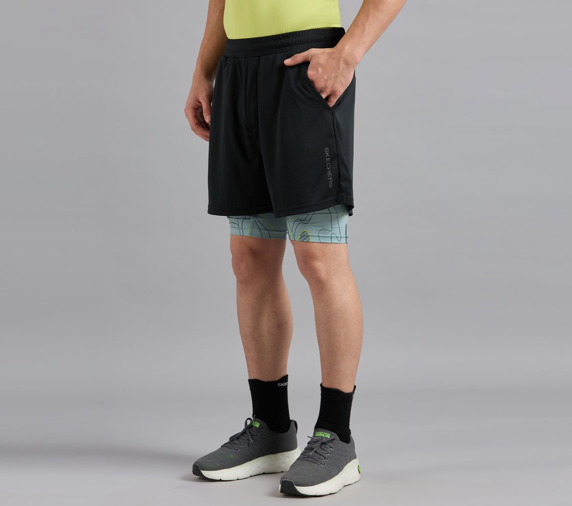 SPACE PRINT LAYER PICKLEBALL SHORTS, BLACK