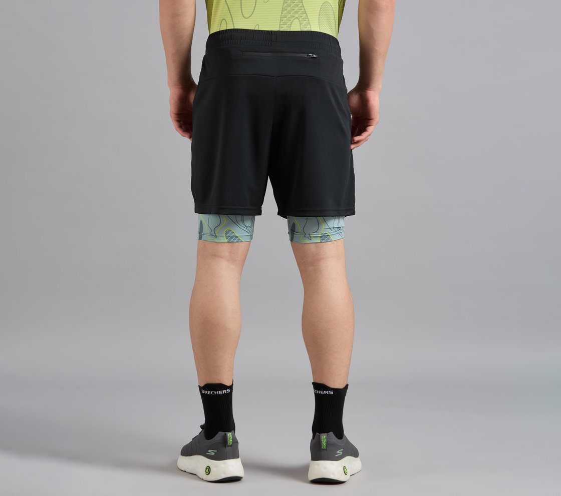 SPACE PRINT LAYER PICKLEBALL SHORTS, BLACK