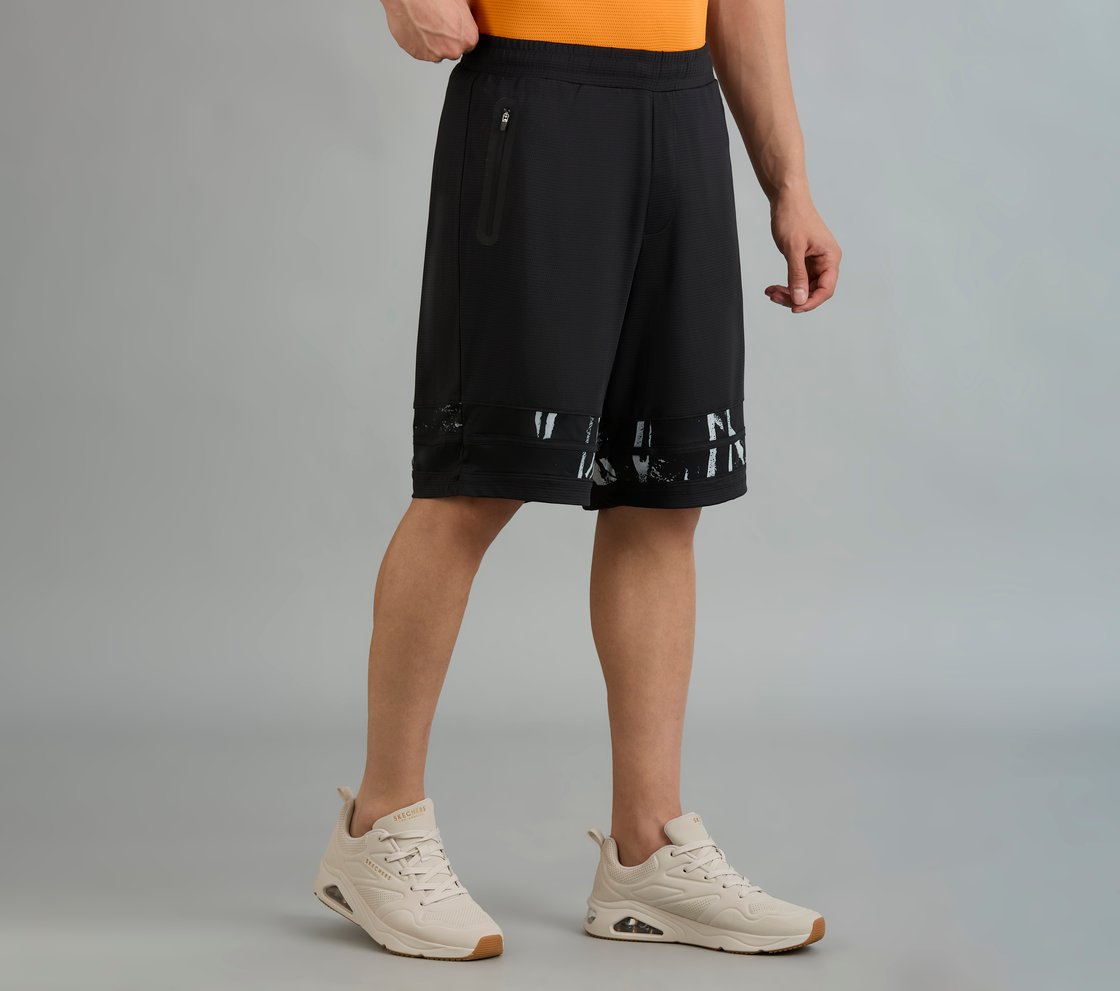 BASKETBALL ZIPPER SHORTS, BLACK Apparel Bottom View
