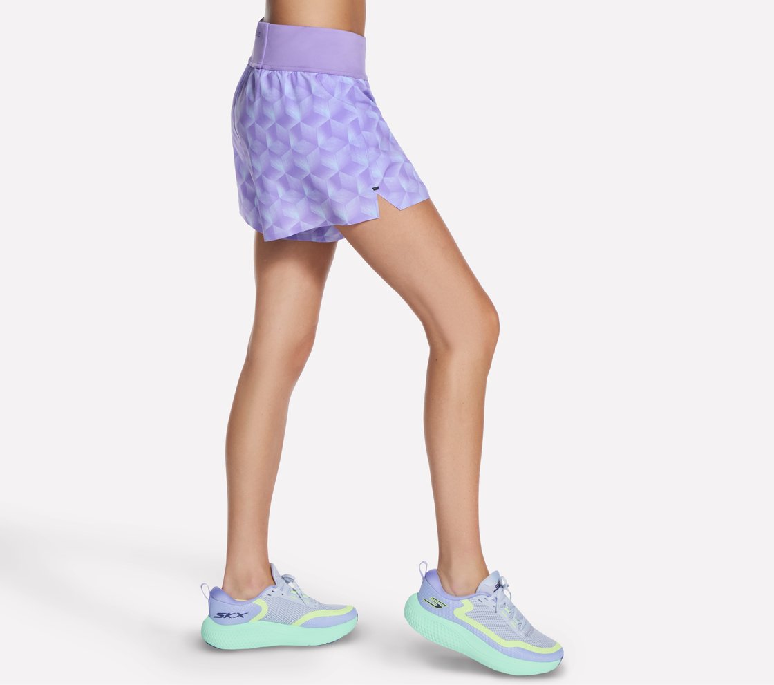 SKECHERS TEMPO PRINTED SHORT, TEAL/PURPLE
