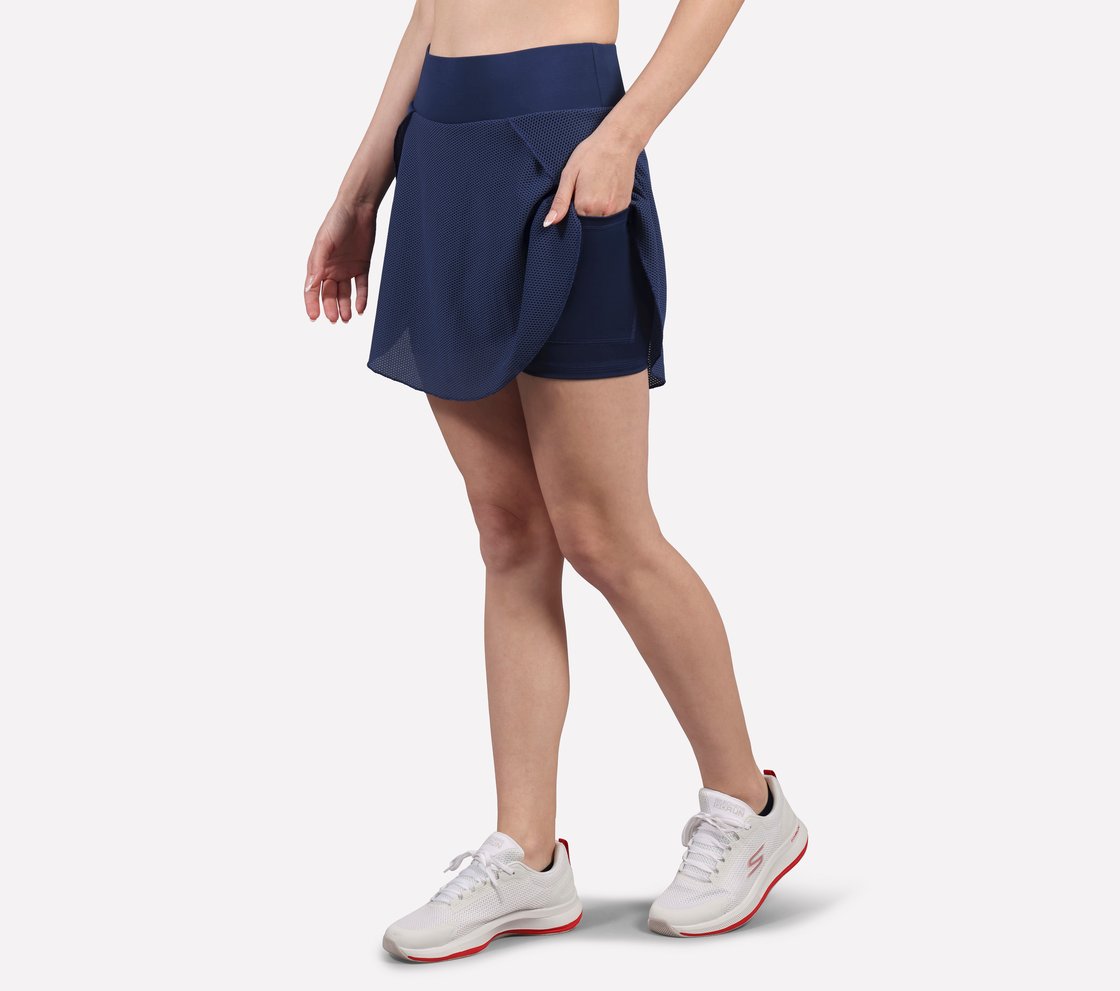 POPCORN FABRIC SKORT, LT.GRAY/NAVY Apparel Lateral View
