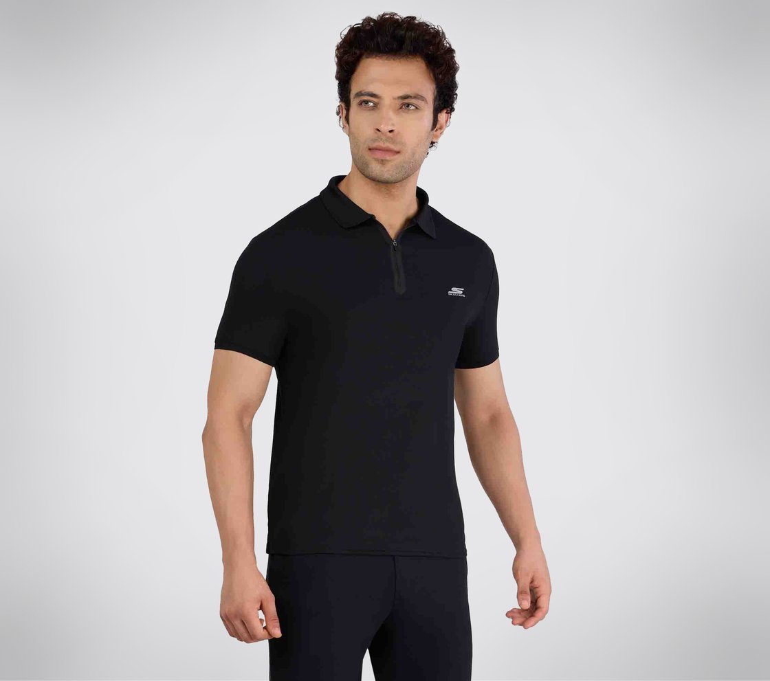 SS 1/4 ZIP POLO, BBBBLACK Apparel Left View