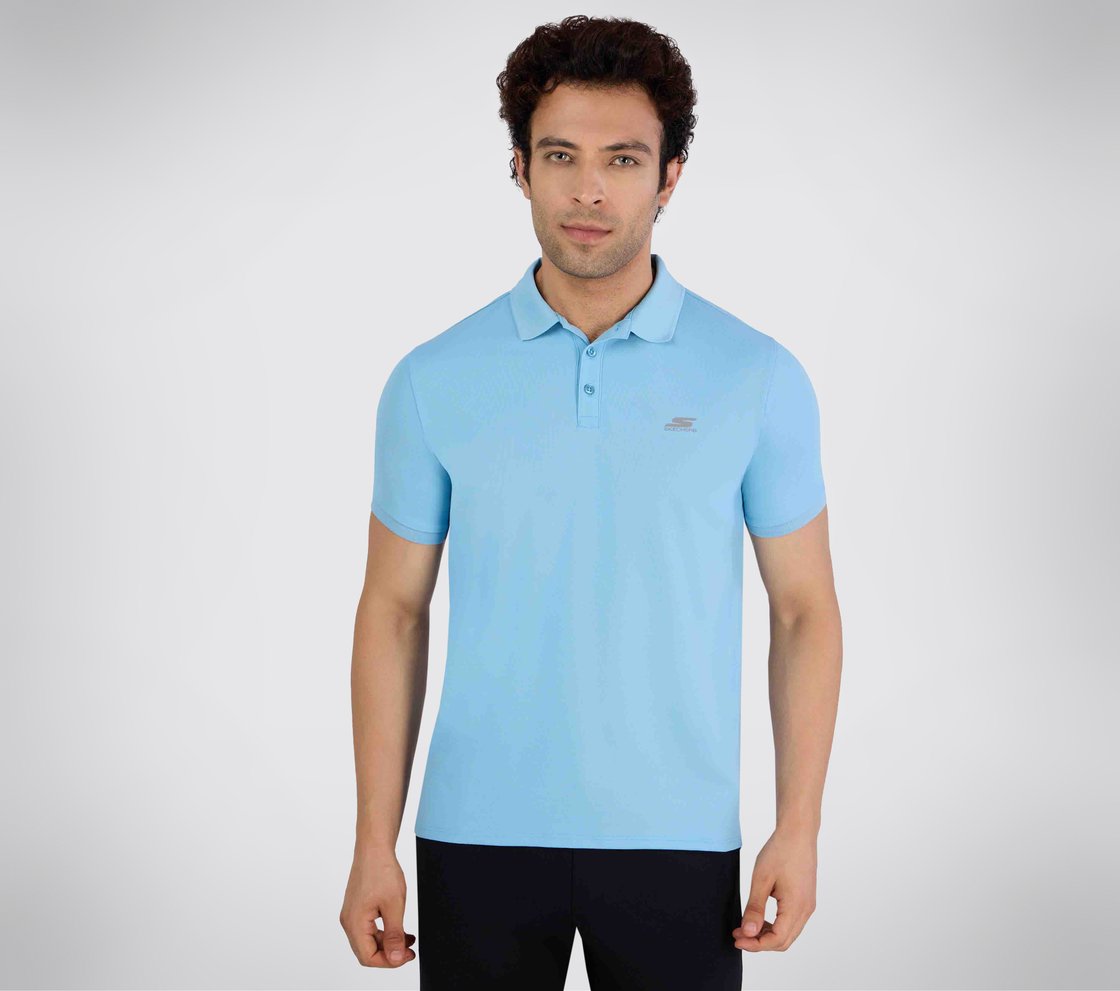 SS PERFORMANCE POLO, GUNMETAL TURQUOISE Apparel Lateral View